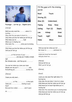 Interactive worksheet Passenger 'Let her go' song
