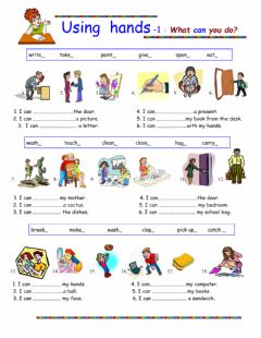 Interactive worksheet Using Hands - What can you do?