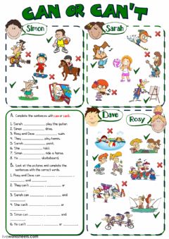 Interactive worksheet Can or Can't