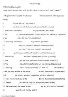 Interactive worksheet Modal Verbs