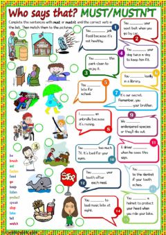 Interactive worksheet Who says that? - must or mustn't