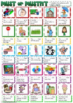 Interactive worksheet Must or mustn't - multiple choice
