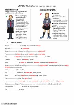 Interactive worksheet Uniform rules